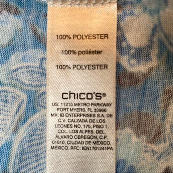 Chico's Short Sleeve Top Tee Paisley Floral Sz 0 (4 or Small) Pullover V-neck - Picture 10 of 13
